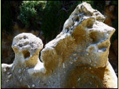 Durch Erosion der Granitfelsen entstandene Gestalten bei Sant' Andrea, Elba.