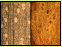 Der Griff von einem Sax war aus Nussbaumholz gefertigt. Links rezentes Vergleichsmaterial, rechts die Querbruchflche des mineralisierten Holzrestes